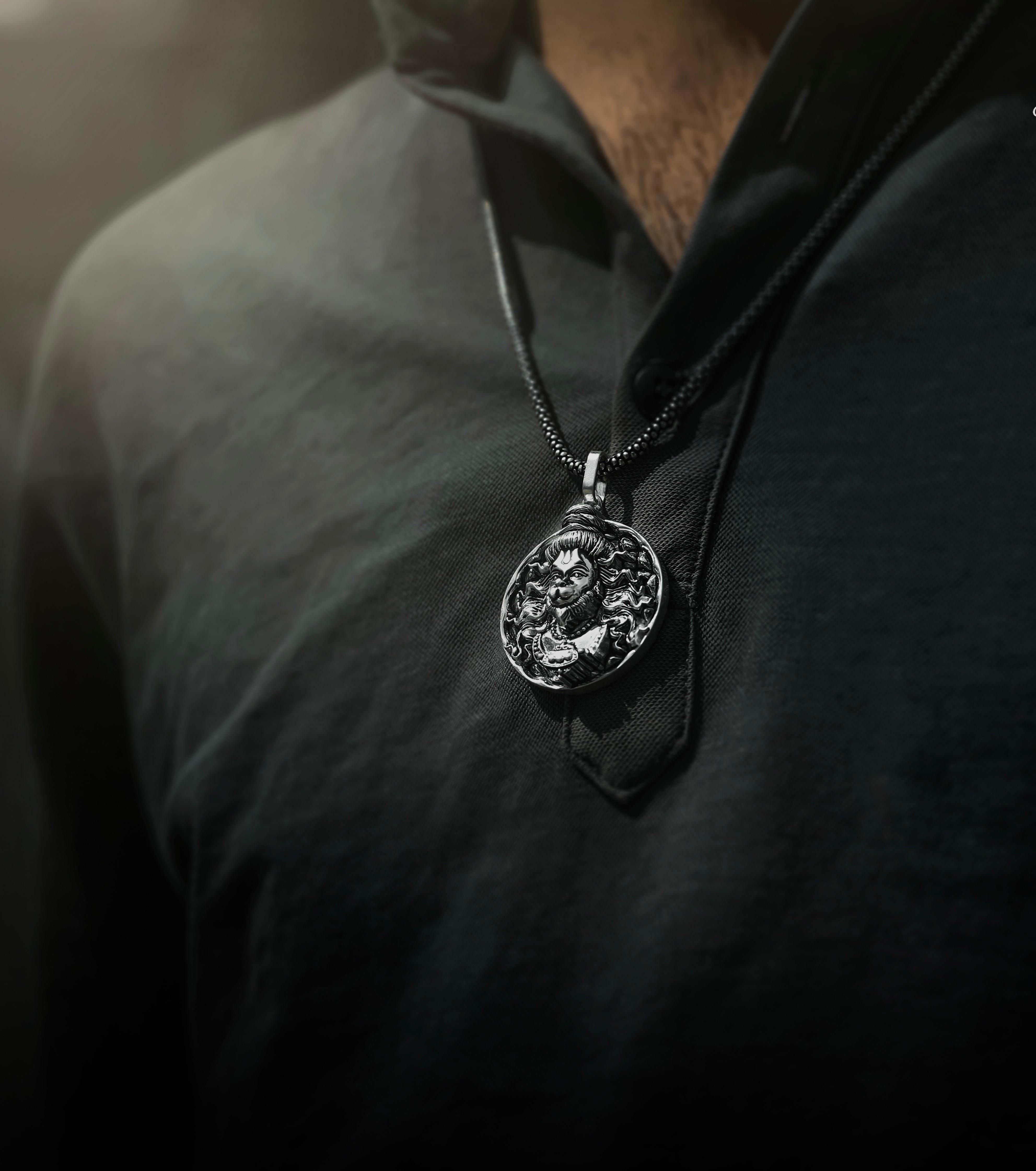 MAGICAL MANTRA ™ Men's Silver Chain with Hanuman Pendant